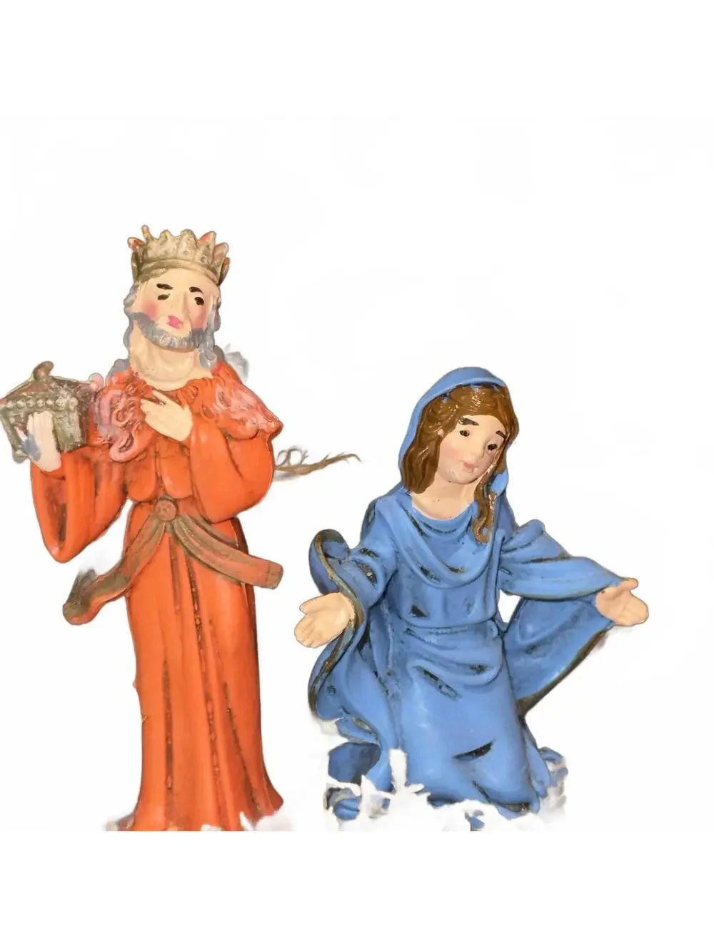 Nativity Vintage Complete Set Stable Mary Joseph Jesus 3 Wise Men Italy 10x13